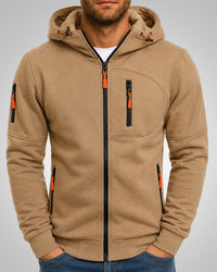 David | Herren Komfort Reißverschluss Hoodie – Khaki