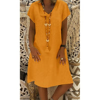 KATHLEEN - LOCKERES UND FRISCHES LEINENKLEID – Orange