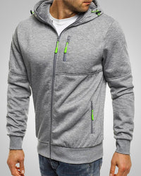 Andrew | Herren Legerer Taschen Zip-Hoodie – Grau