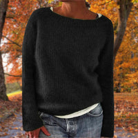 Silke | Damen Lässiger Herbst Strickpullover – Schwarz