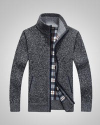 Wolfgang | Herren Bequem Fleece Strickjacke – Dunkelgrau