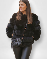 Jacke aus Kunst-fell für Damen | Kurz – Schwarz