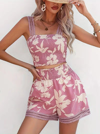 Ruby | Crop-Top mit Blumendruck – Hellviolett