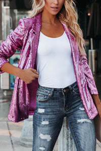 Damen Glänzend Leicht Blazer | Stilvoll – Rosa Rot