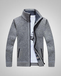 Wolfgang | Herren Bequem Fleece Strickjacke – Grau
