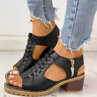 Elegante Damen Sandaletten mit Peep-Toe-Design – Schwarz