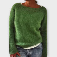 Regine – einfarbiger Strickpullover – Grün