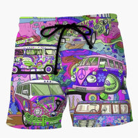 Bunte bedruckte Boardshorts für Männer - Sommerliche Strandmode – Lila