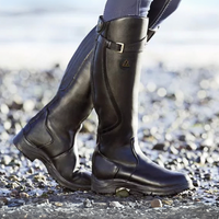Damen Winter Stiefel | Kniehoch Reitstil mit Schnalle – Schwarz