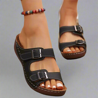 Elviera | Bequeme Sommer-Sandalen mit doppelter Schnalle – Schwarz