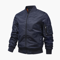 Herren Bomberjacke mit Reißverschluss und Ärmeltasche – Dunkelblau