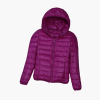 Frauen Stepp jacke mit Kapuze und durchgehendem Reißverschluss – Lila