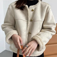 ROMY - WARME JACKE AUS LAMMFELL – Beige