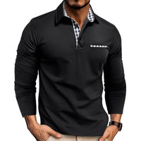 Rupert - Bequemes Herren-Langarm-Poloshirt – Schwarz