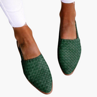 Geflochtene Leder Slingbacks für Damen - Flache Sommerschuhe – Grün