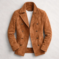 Niccolo – Klassische Zweireihige Wildleder Jacke – Braun