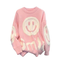 Anja | Großer Smiley Pullover – Rosa