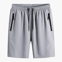 Herren Sommer Shorts mit Reißverschlusstaschen und Kordelzugbund – Hellgrau