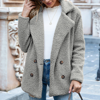 Teddy Damen Mantel Kurz | Elegant Lässig – Hellgrau