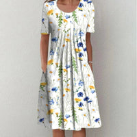 Emma Elegantes Kleid – Weiß-gelb