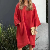 Heidi-Mode | Lässig, Einfache Kleid – Rot
