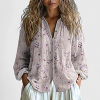 Carolin | Damen Top Bedruckt Knopfleiste Casual Feminin Alltag Sommer – Rosa