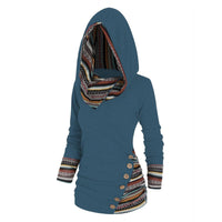 Adelheid | Lässiger Tribal-Hoodie – Blau