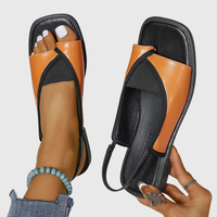 Selina | Damen Flache Sandalen Kontrastfarben Riemen Sommer Modern – Orange