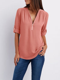 Langärmelige Lockere Bluse – Ziegelrot