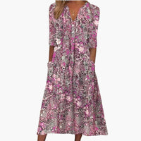 Boho Midi-Kleid für Damen - Sommerlich und Fließend im Stil – Rosenrot