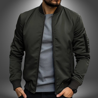 Herren Stehkragen Sommer Bomberjacke – Grün
