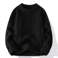 Damen Pullover | Klassischer Strick mit Zopfmuster – Schwarz