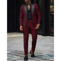 Herren Slim Fit Stylisch 2-teiliges Hochzeitsgast Anzug Set | Elegante – Bordeaux