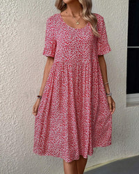 Fleur™ | Elegantes Blumen-Midi-Kleid – Rot