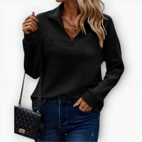 Camila | Pullover mit Halbreißverschluss – Schwarz
