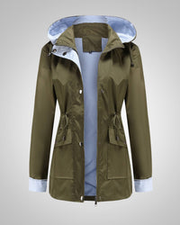 Anneliese | Damen Kapuze Kordelzug Regenjacke – Grün
