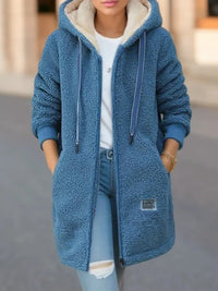 DELMIRA - KAPUZEN-TEDDY-MANTEL MIT KAPUZE – Blau