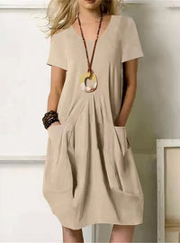 CALLAN - WEITES BAUMWOLLKLEID – Beige