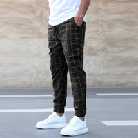 Herren Hose Kariert Slim Fit | Leicht Bequem – Schwarz