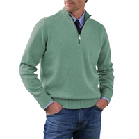 Herrenpullover mit halbem Reißverschluss – Grün