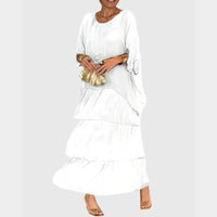 Maja | Damen Boho Maxikleid Geschichtet Lagenlook Romantic Sommer – Weiß
