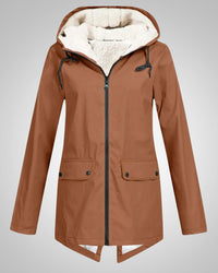 Melanie | Damen Gefütterte Reißverschluss Regenjacke – Khaki