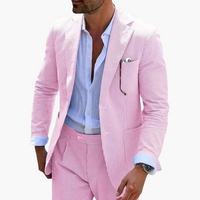 Herren Sommeranzug zweiteilig mit Nadelstreifen und Slim Fit – Rosa