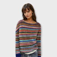 Regenbogen gestreifter Pullover – Ultimativer Komfort für gemütliche Tage – Blau