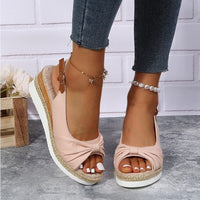 Sandaletten für Damen - Bequeme Plateau Sandalen mit Fußbett für den Sommer – Rosa