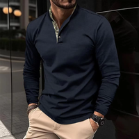 OLIVER – Langarm-Polo mit stylischem Kragen – Marine