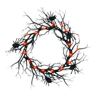 SpiderSpook LED Halloweenkranz – Vampir‑ & Spinnen‑Dekoration für Türen & Fenster – Rote Fledermaus
