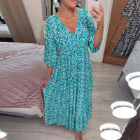 Mhara | Chic Kleid mit ausgestellten Ärmeln – Blau