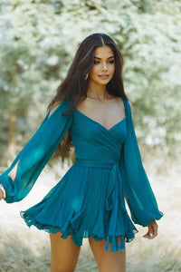 GAIA | ELEGANTES MINIKLEID – Blaugrün