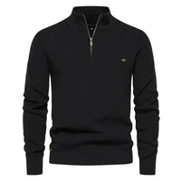 Gianni - Stilvoller Zip-Up Pullover – Schwarz